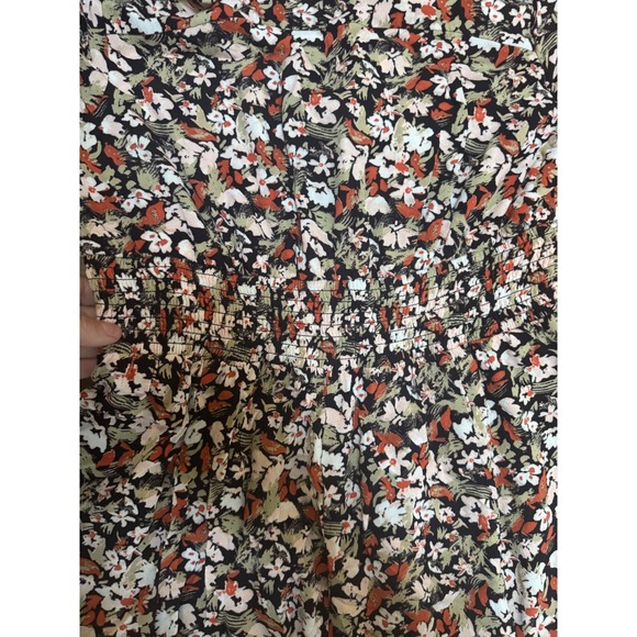 Free People Floral Print Mini Dress Size 10 Short Sleeve Black Multicolor - Picture 5 of 5